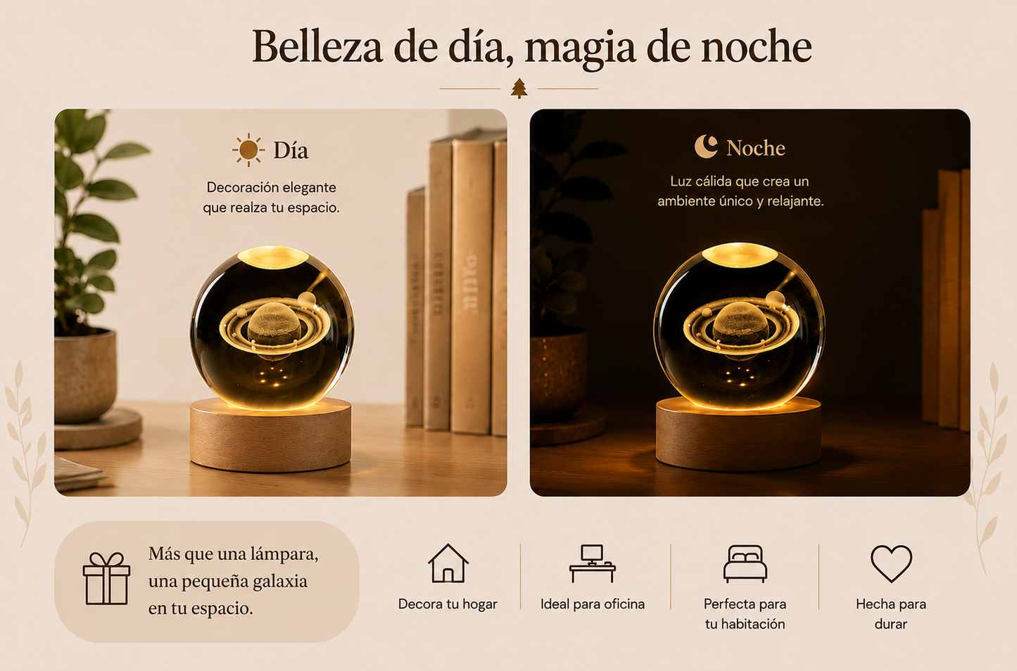 Esfera de cristal 3D Saturno